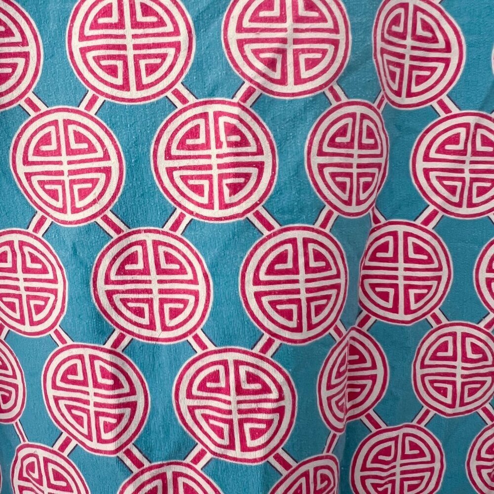 IBKUL Zip Long Sleeve Mock Neck Top Pink Blue medallion XL - Picture 4 of 10